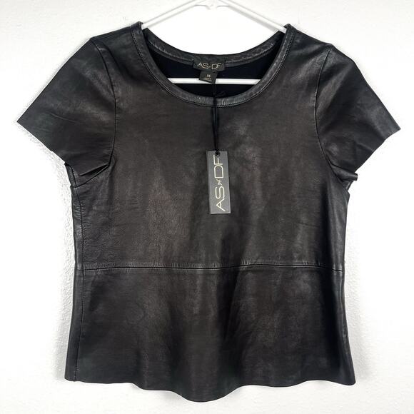 NWT AS by DF Genuine Leather New Guard Short Sleeve Stretch Tee Top XS - Picture 2 of 5